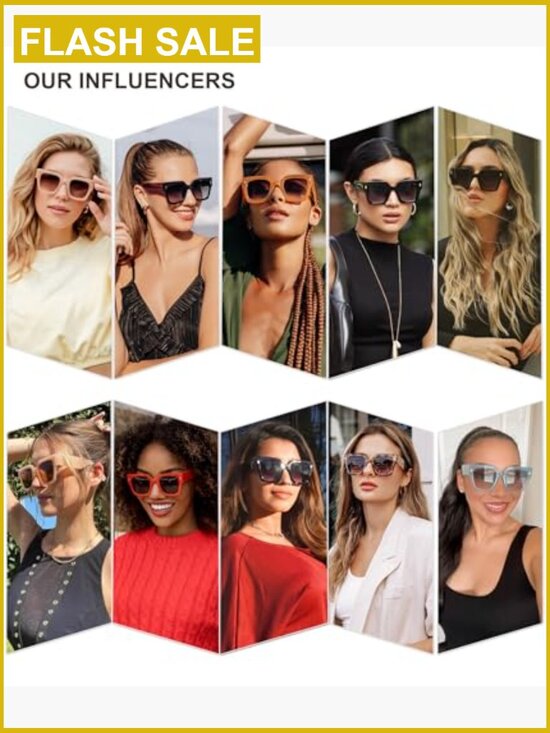 Vintage Oversized Square Sunglasses UV400 Protection Retro Luxury main image 4